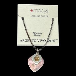 Argento Vivo Due Sterling Silver Double Pendant Necklace Genuine Stone